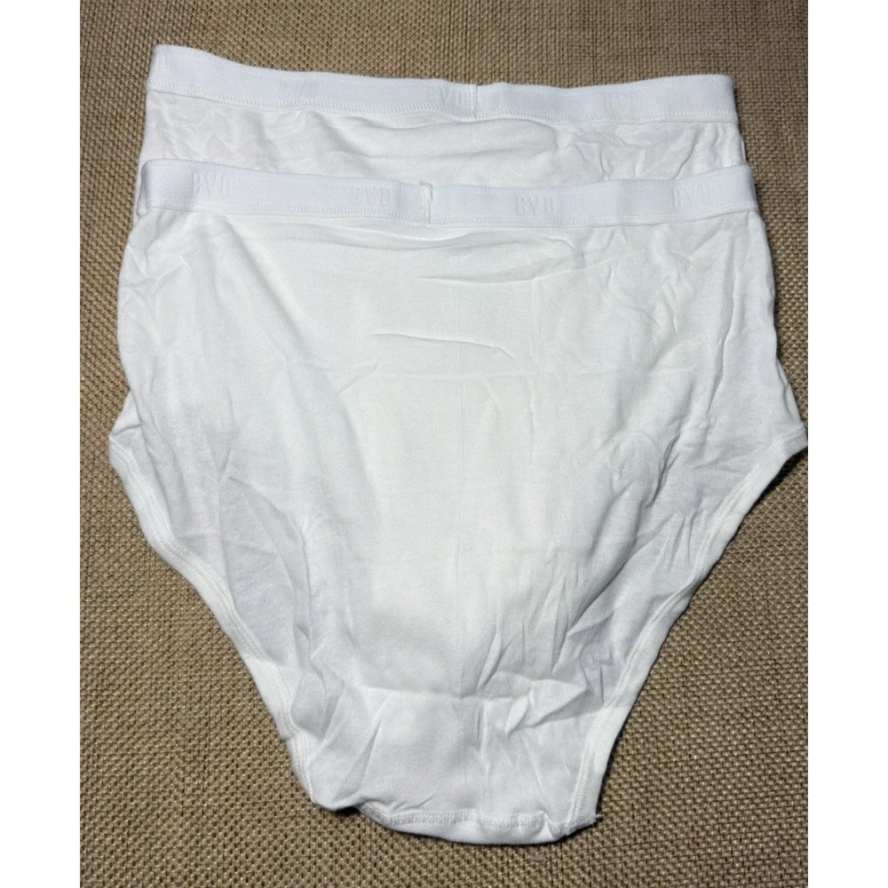 3 Vtg BVD White‎ Briefs Underwear XL Logo Cotton Tighties Whiteys Discontinued